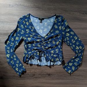 Floral Long Sleeve Crop Top